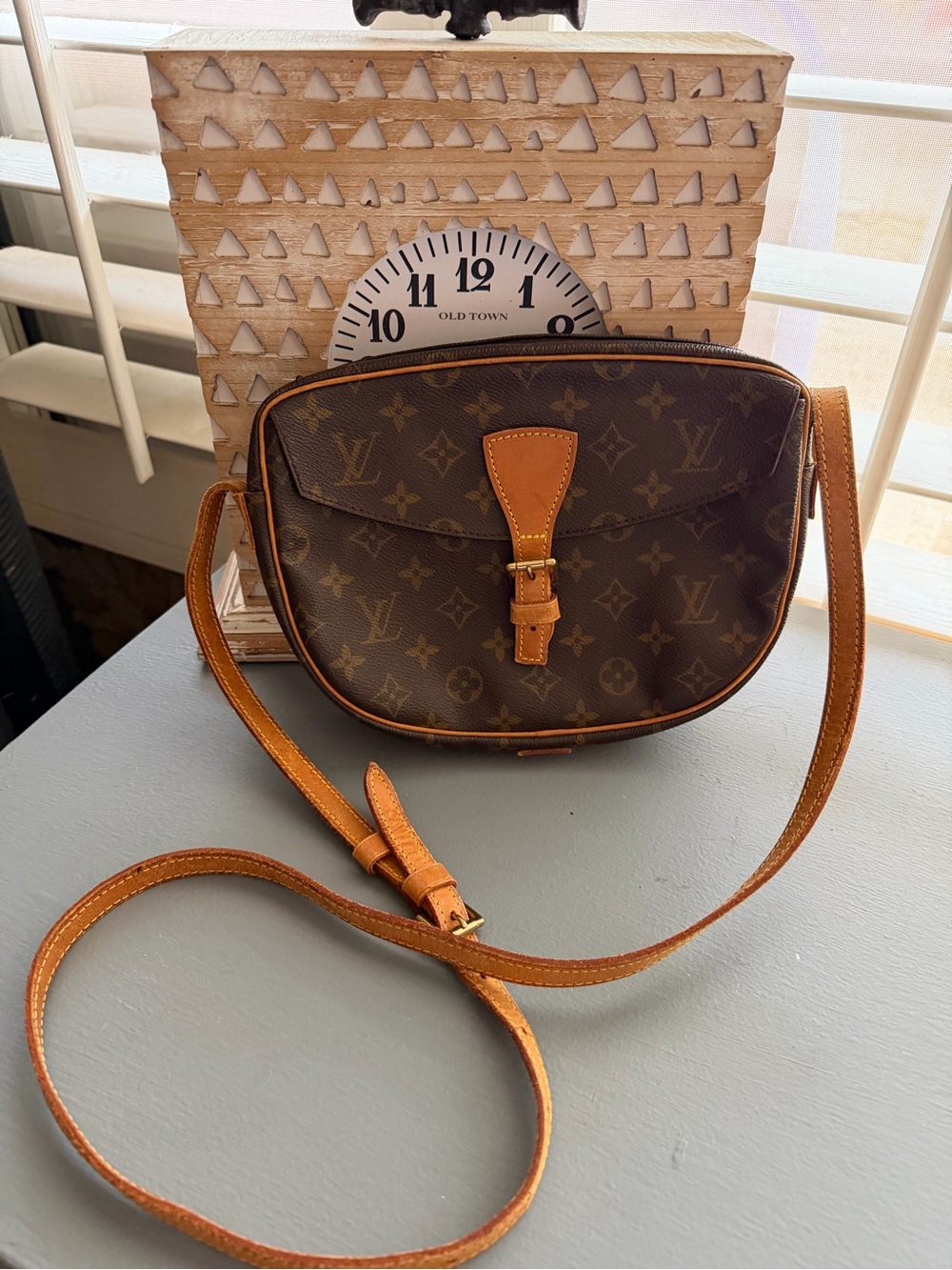 Louis Vuitton Brown Monogram Crossbody with Tan Leather Trim